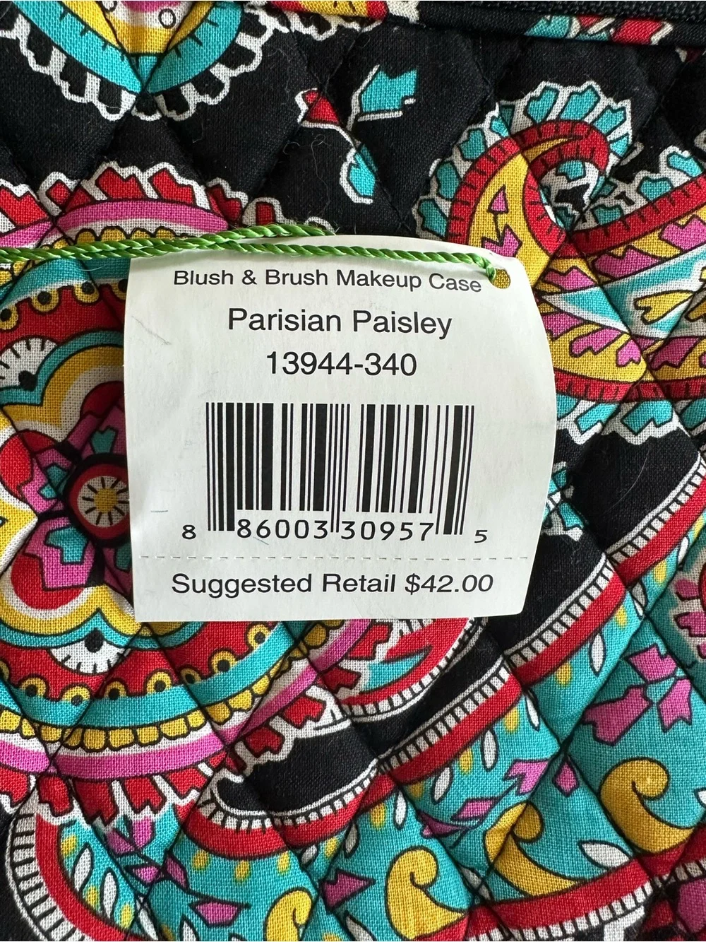 Vera Bradley Black Multicolor Paisley Quilted Cosmetic Travel Case